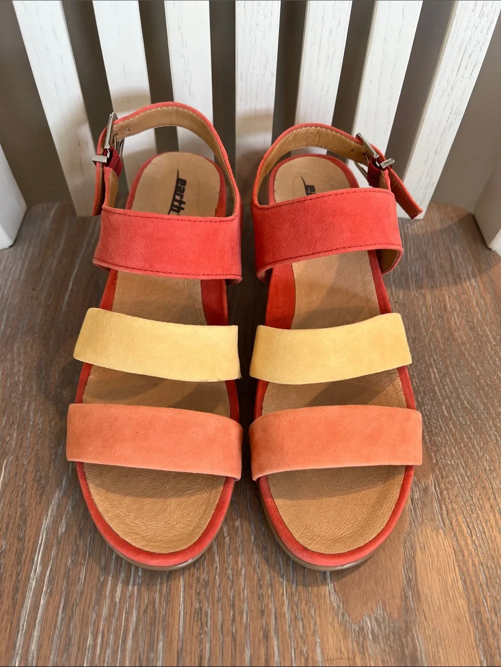 Colorblock Suede Leather Strap Sandals